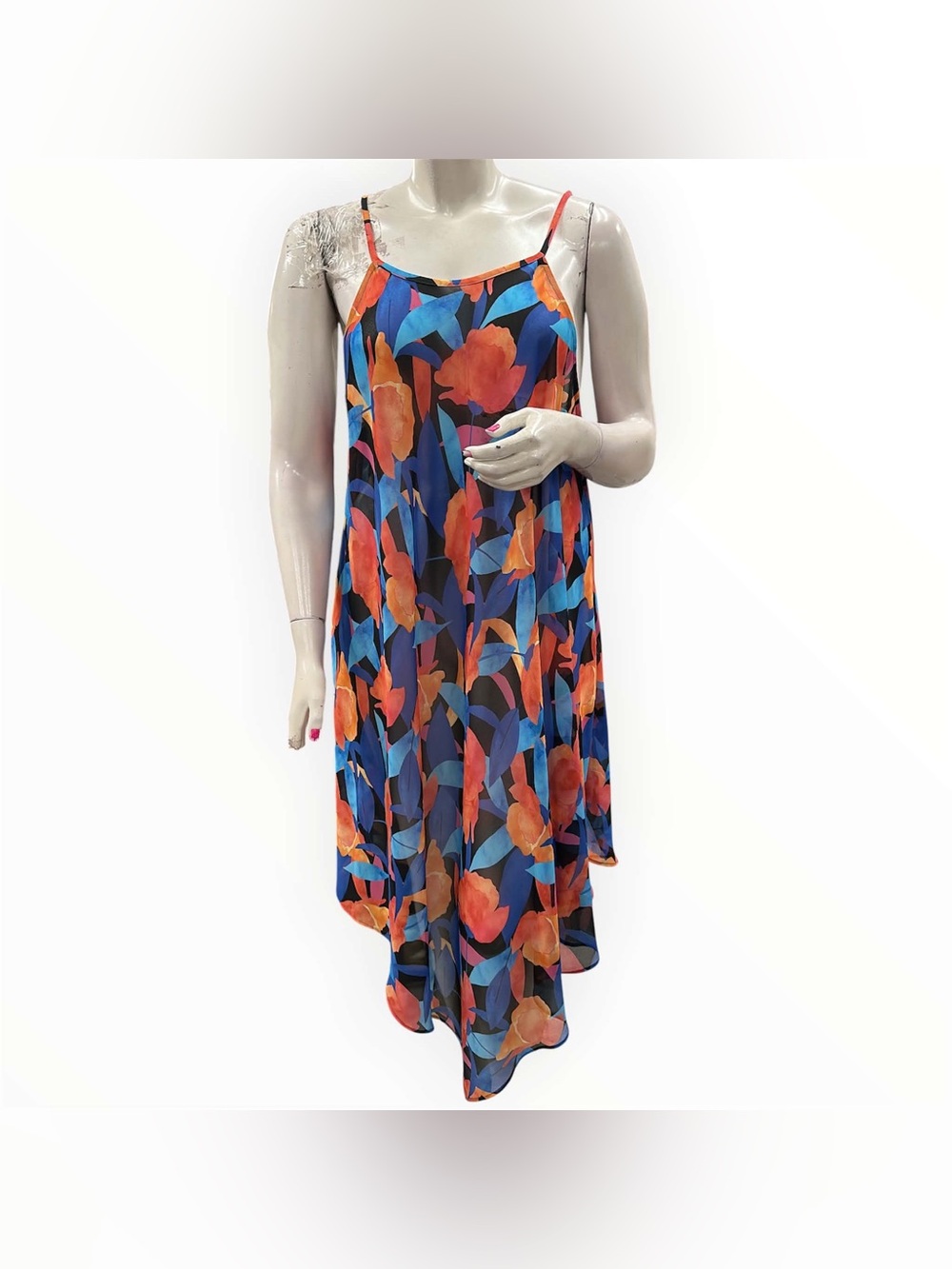 In Every Story Blue & Orange Floral Slip Dress - Lightweight Summer Dress S2X
